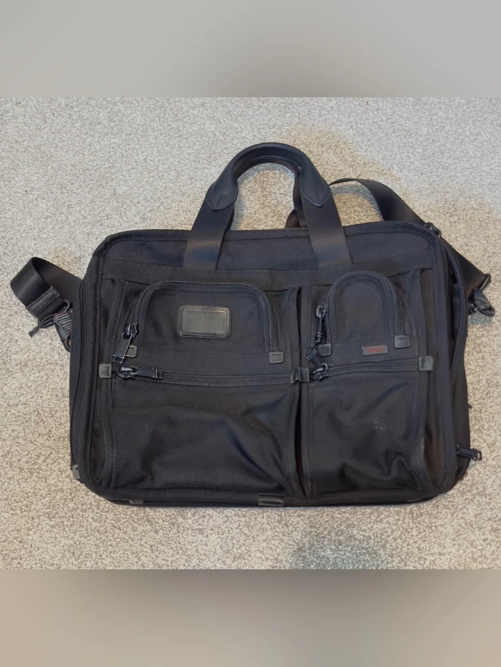 TUMI Alpha Expandable Organizer Laptop Brief Messenger Bag Black